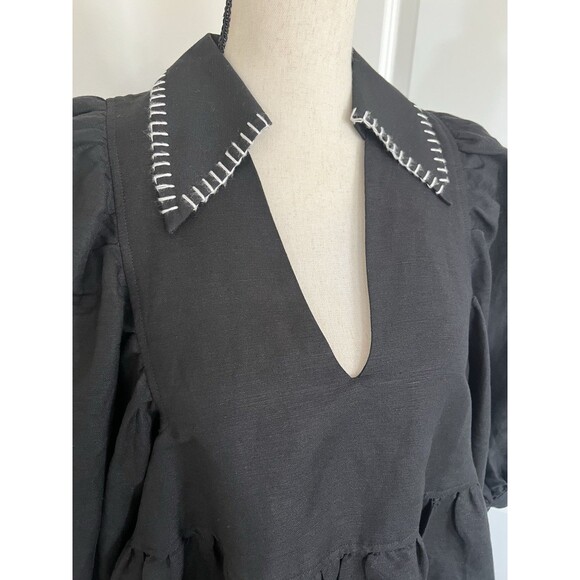 Hunter Bell Noah Black Linen Dress Size Medium EUC - Picture 3 of 9